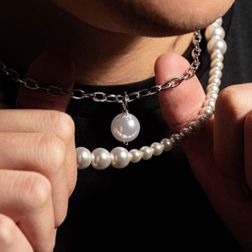Mens Pearl Necklace with Pendant | Fancy Pearl Pendant Men