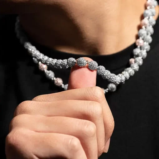 Ice Beads Cuban Pearl Necklace for Men