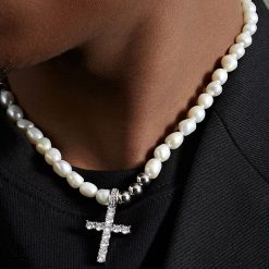 Mens Cross Pearl Necklace | Best Men's Pearl Necklace