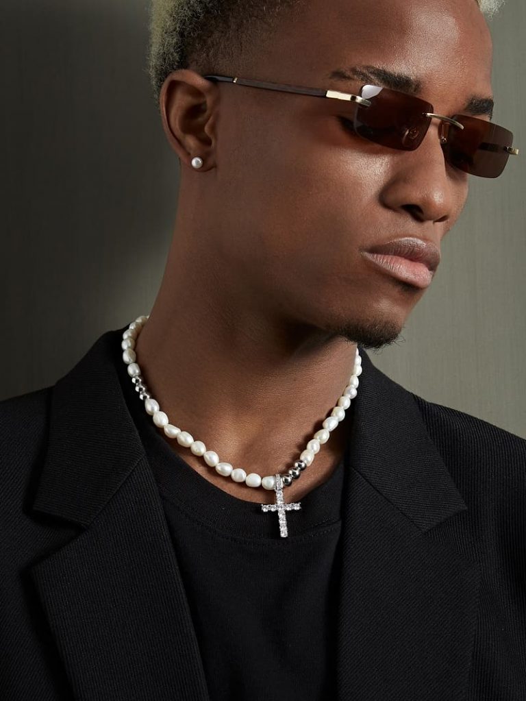 Mens Cross Pearl Necklace Best Men's Pearl Necklace