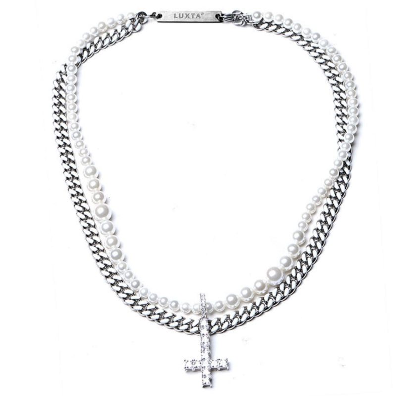 Pearl Necklace Choker Men Best Cross Pearl Necklace