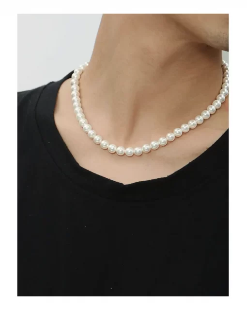 White Pearl Necklace for Men