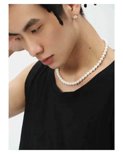 White Pearl Necklace for Men