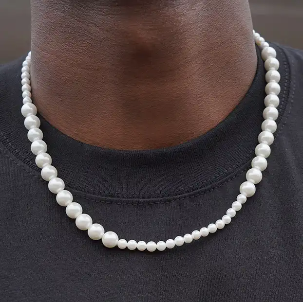 Pearl Necklace Men Fashion | Mens White Pearl Necklace | Colar De Perola  Masculino - Necklace - Aliexpress