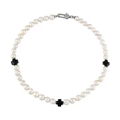 Men's Cross Necklaces-Baroque Pearl Cross Necklace