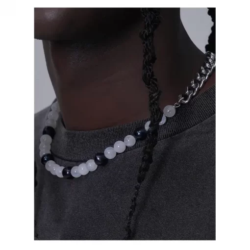 Cuban Necklace with Moonstone for Men
