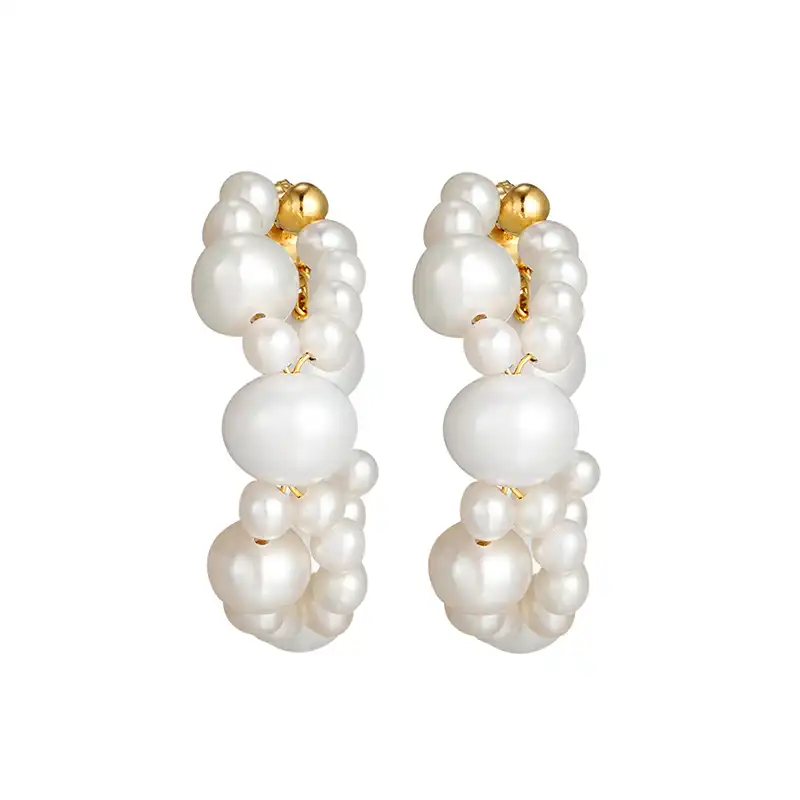 Freshwater Pearl Hoop Earring Mens | Best 14K Gold Earrings