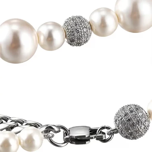 Freshwater Pearls Bracelet with Cuban Chain for Men