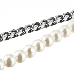 Freshwater Pearls Bracelet with Cuban Chain for Men