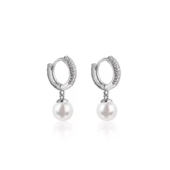 Mens Pearl Dangle Earrings-Micro-set Zircon Earrings
