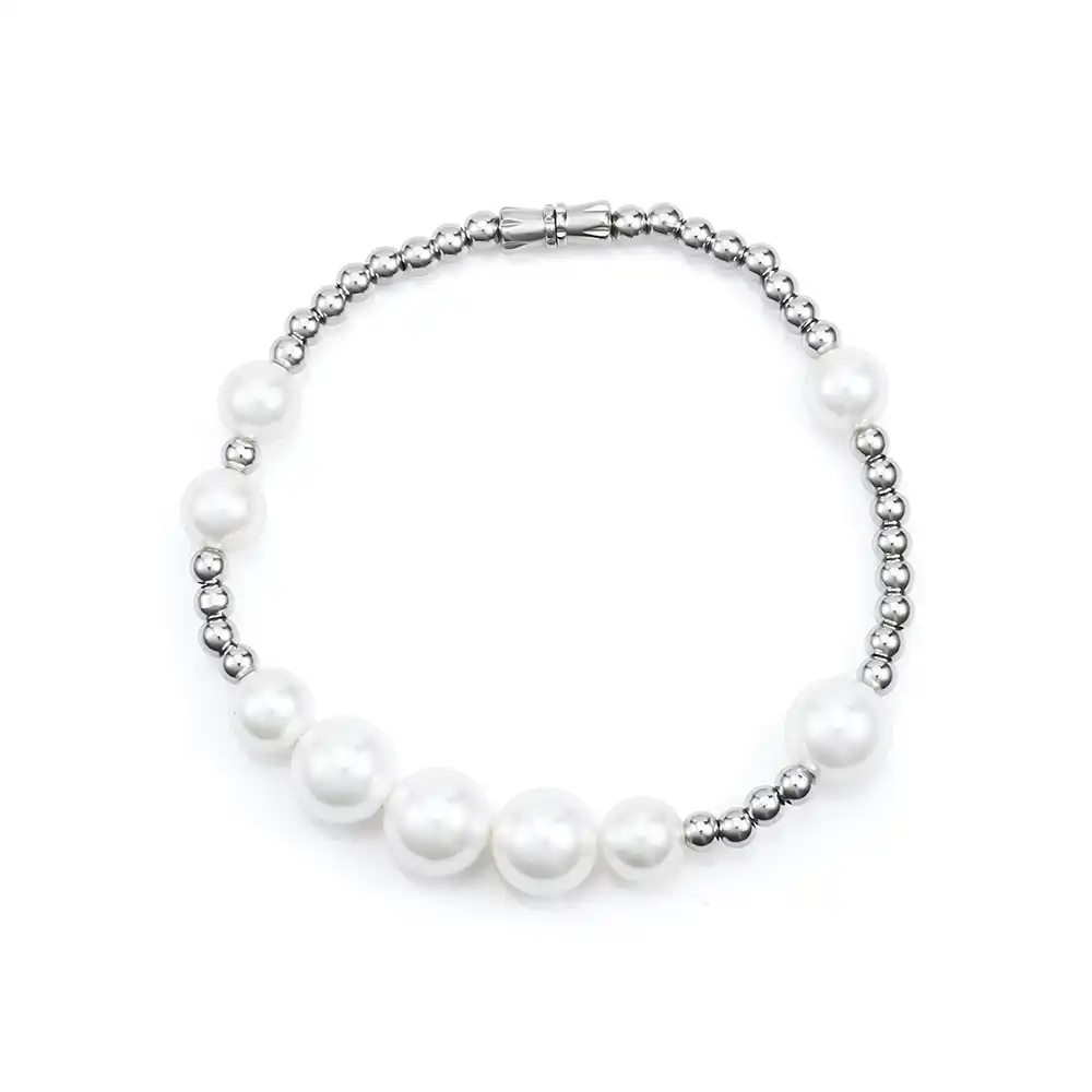 Men's Real Pearl Bracelet (Silver) | CRAFTD London