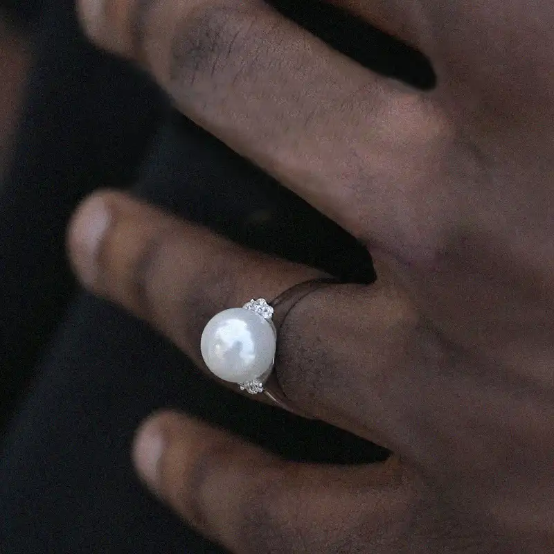 Silver Pearl Ring for Men | 925 Silver with Freshwater Pearl