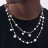 Pearl Titanium Steel Stacked Necklace for Men