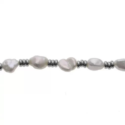 men's baroque shaped pearl necklace with spiral chain