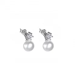 men's s925 natural pearl stud with 5A zircon-A pair