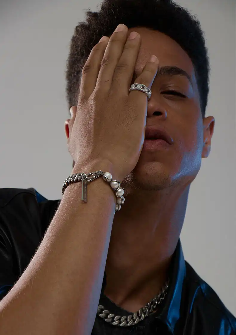 natural pearl panel cuban bracelet for men -20cm