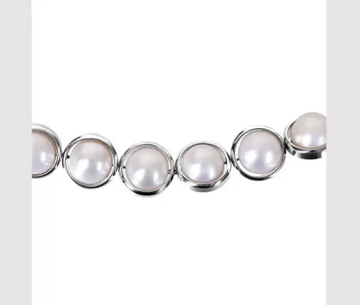 natural pearl panel cuban bracelet for men-20cm