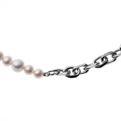 natural pearl stitched cuban chain for men