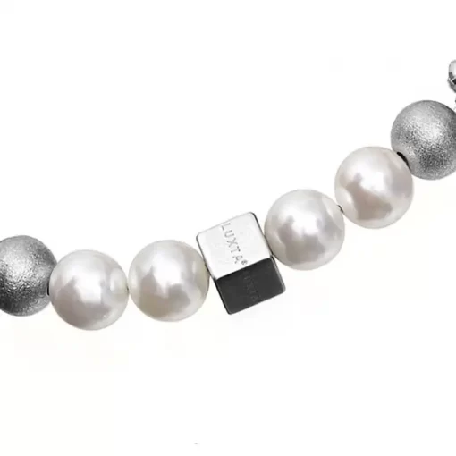 pearl double bracelet with cuban for guys-Natural Pearl