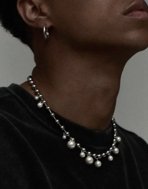 Ball Chain with Pearl Pendant for Men