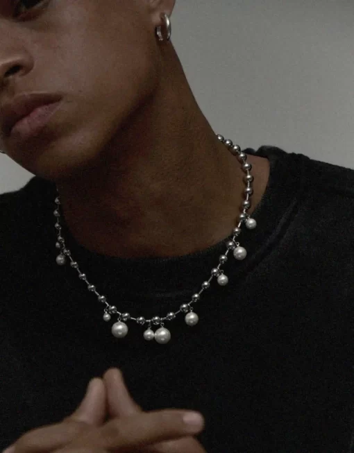 Ball Chain with Pearl Pendant for Men