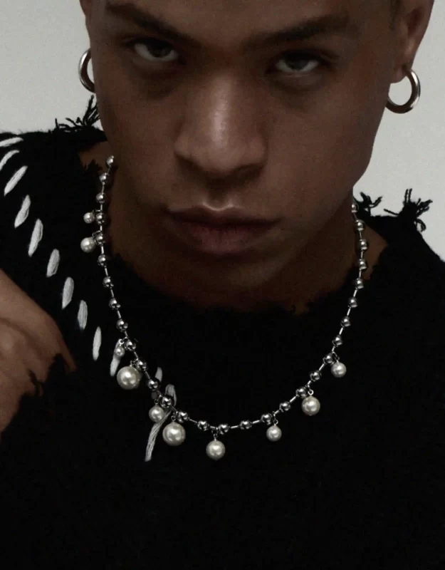 Stunning Ball Chain with Pearl Pendant for Men HIYMAN