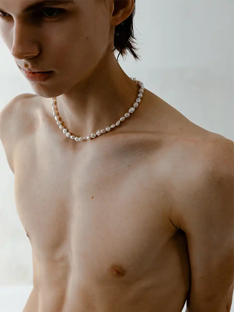 Irregular Freshwater Pearl Necklace for Men