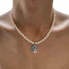 Men's Freshwater Pearl Necklace with Angel Pendant