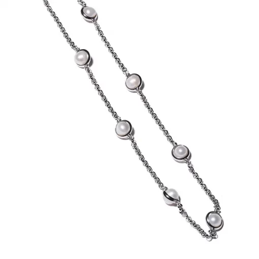 Natural Cultured Pearl Station Necklace
