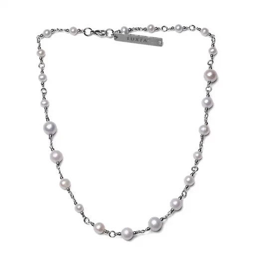 Pearl Titanium Necklace with Different Size Pearls