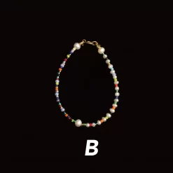 Rainbow Bead Panel Baroque Freshwater Pearl Bracelet -B